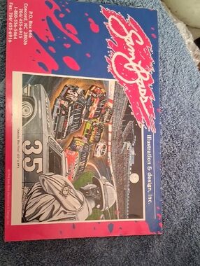 Nascar Poster with Blue and Pink Accents